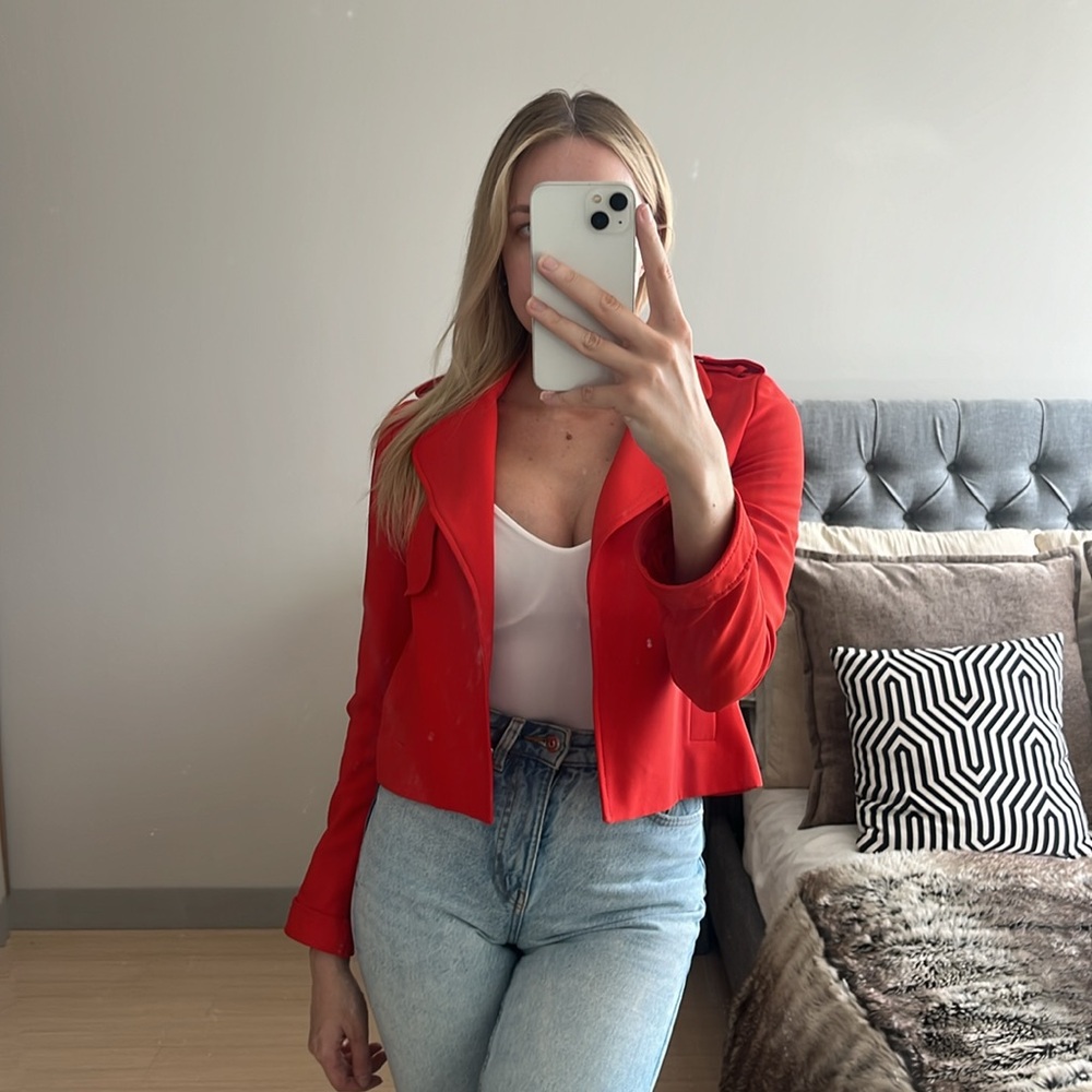 Zara Basic Red Jacket Size Xs - image 1